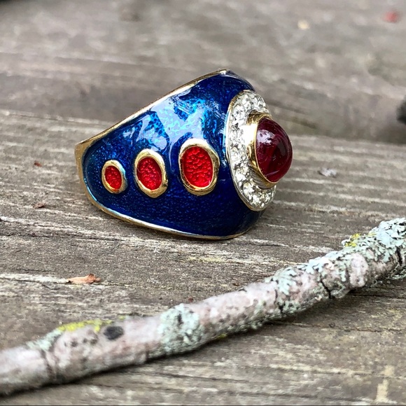 Jeweled enamel ring - Picture 3 of 6
